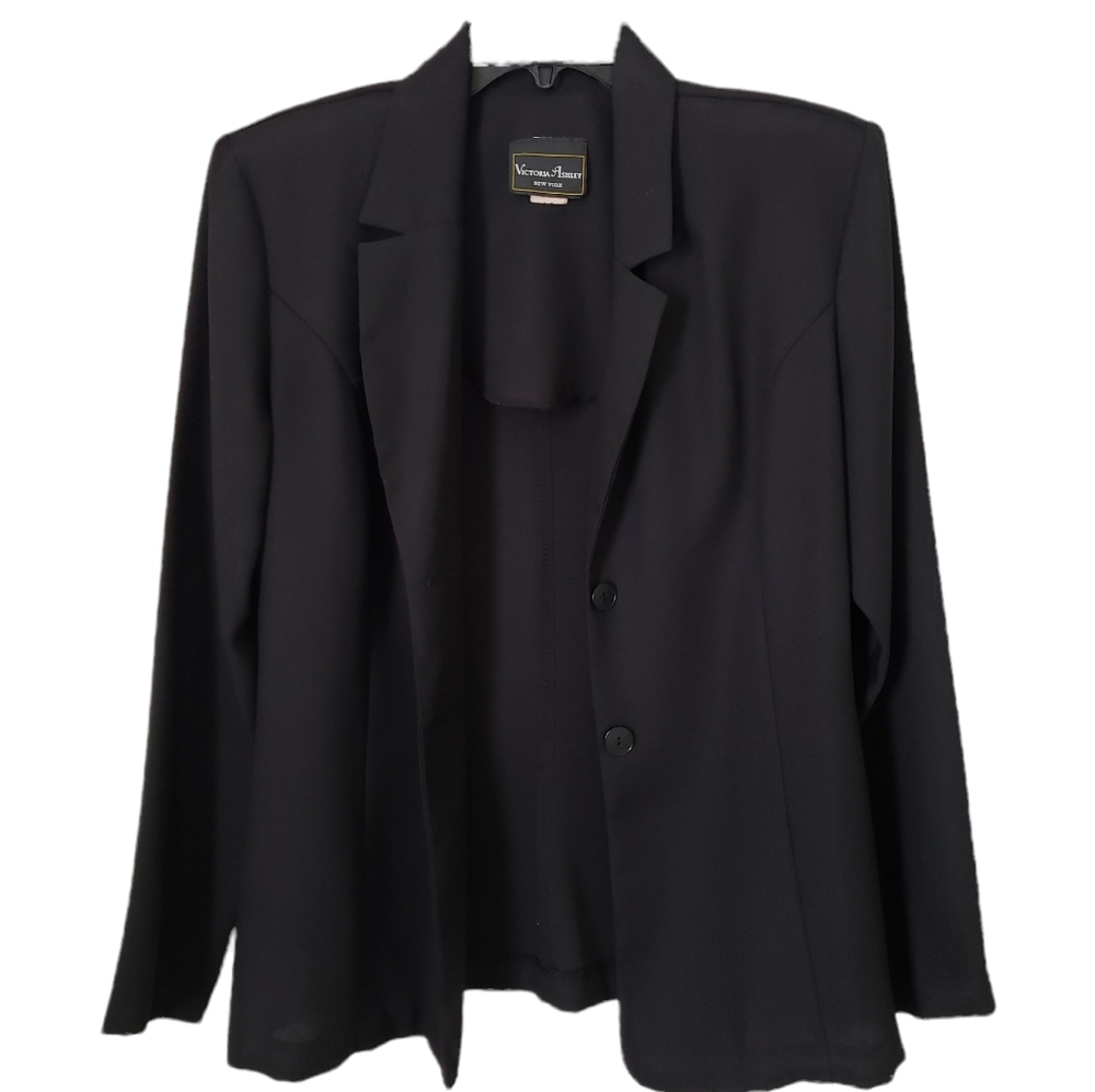 Victoria Ashley Black Blazer Size 11/12 Shoulder Pads